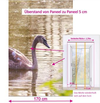 Flächenvorhang Jungschwan 3er Set, Schiebegardine, Schiebegardinen, blickdicht, Flächenvorhang blickdicht, Schiebevorhang,